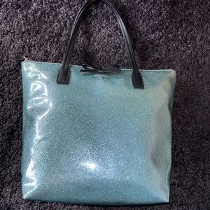 Kate Spade Glitter Tote Bag - Black and Baby Blue